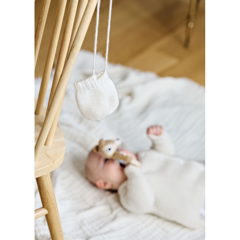 Gants de naissance en cachemire blanc pour bébé - Nola
