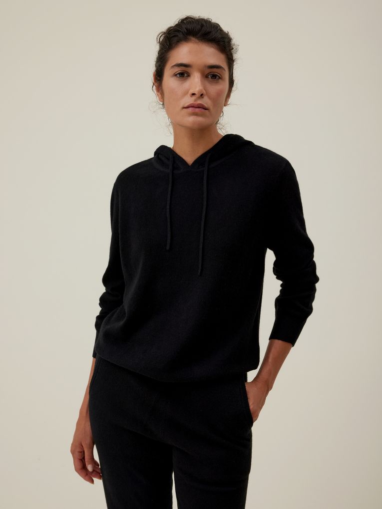 Black cashmere hoodie womens on sale