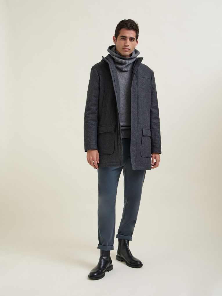 Taby Anthracite grey wool and cashmere parka for men