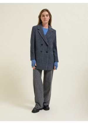 Namar Manteau blazer en laine et cachemire Prince de Galles pour femme